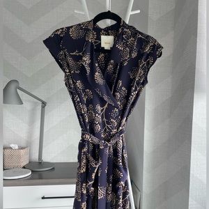 Beautiful Navy and Beige Maeve silk wrap dress